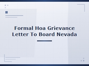 Nevada Hoa Formal Grievance Letter to the Board