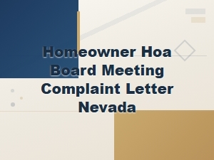 Hoa Board Meeting Complaint Letter for Nevada Homeowners