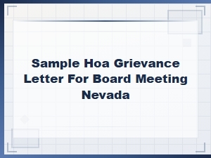 Sample Hoa Grievance Letter for a Nevada Board Meeting
