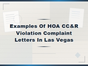 Hoa Cc&r Violation Complaint Letter Examples in Las Vegas