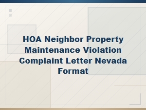 Nevada Hoa Neighbor Maintenance Violation Complaint Letter
