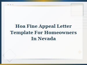 Nevada Homeowners Hoa Fine Appeal Letter Template