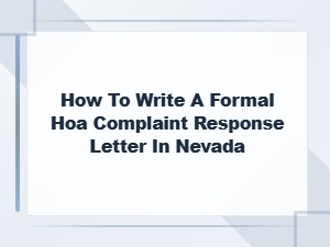 Writing a Formal Hoa Complaint Response in Nevada