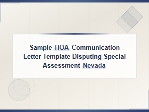 Sample Hoa Letter to Dispute Special Assessments in Nevada