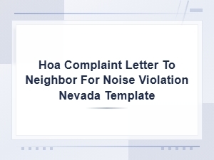 Nevada Hoa Noise Complaint Letter to Neighbor