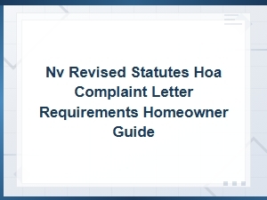 Nevada Hoa Complaint Letter Requirements Guide