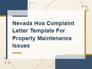 Nevada Hoa Property Maintenance Complaint Template