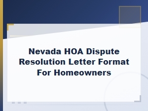 Nevada Homeowner Hoa Dispute Resolution Letter Template