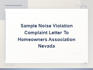 Nevada Hoa Noise Violation Complaint Letter Template