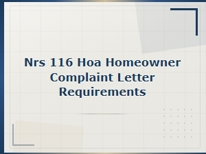 Nevada Hoa Complaint Letter Requirements Under Nrs 116