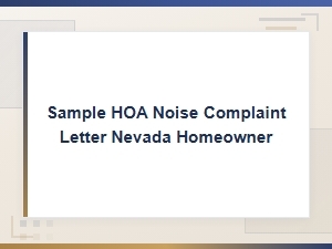 Sample Hoa Noise Complaint Letter for Nevada Homeowners